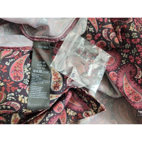 Evans Womens Shirt 26 Plus Long Sleeve Ruffle Button Burgundy PAI61E - Picture 10 of 10